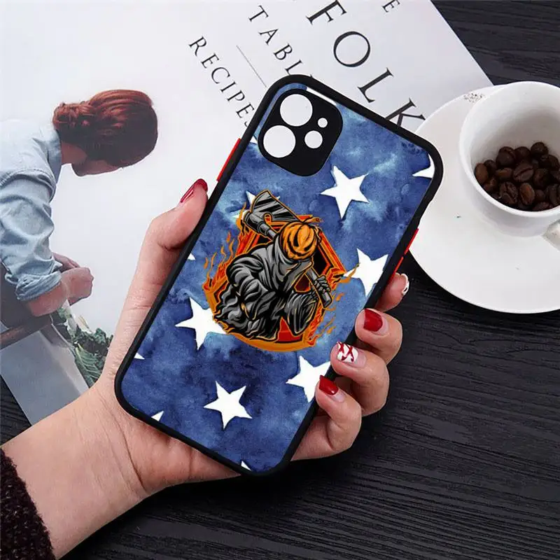 

Horror skull pattern Phone Case Matte Transparent for iPhone 7 8 11 12 s mini pro X XS XR MAX Plus cover funda shell