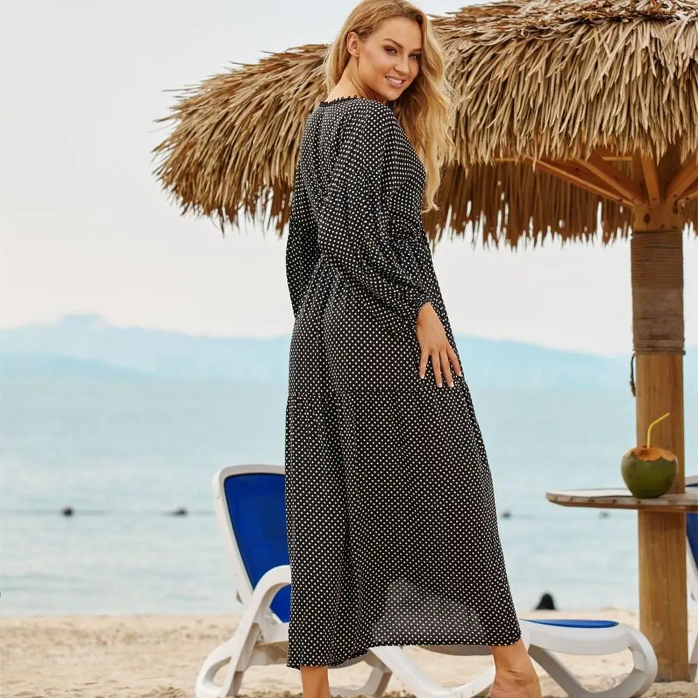 Длинное пляжное шифоновое платье пикантная Пляжная накидка купальный костюм