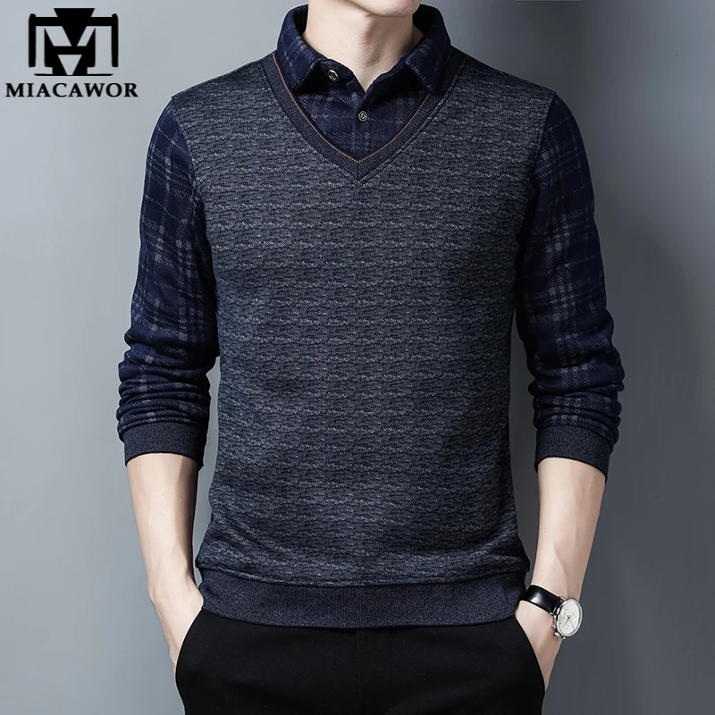 

Новинка, брендовый Модный осенне-зимний свитер, Мужской мягкий теплый трикотажный пуловер Pull Homme, повседневная мужская одежда в клетку Y401