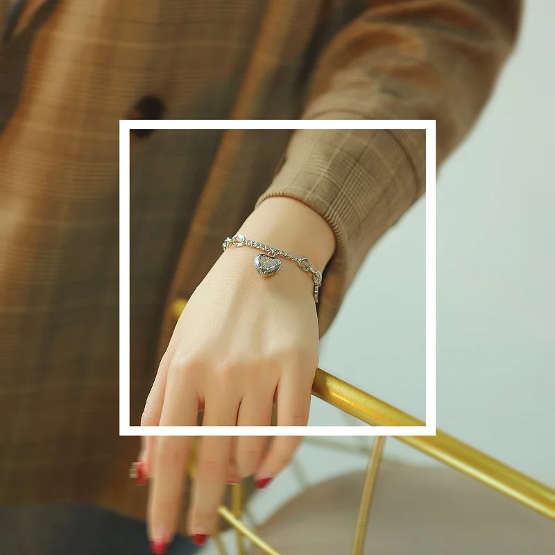 Высококачественные браслеты из розового золота для женщин с сердечками