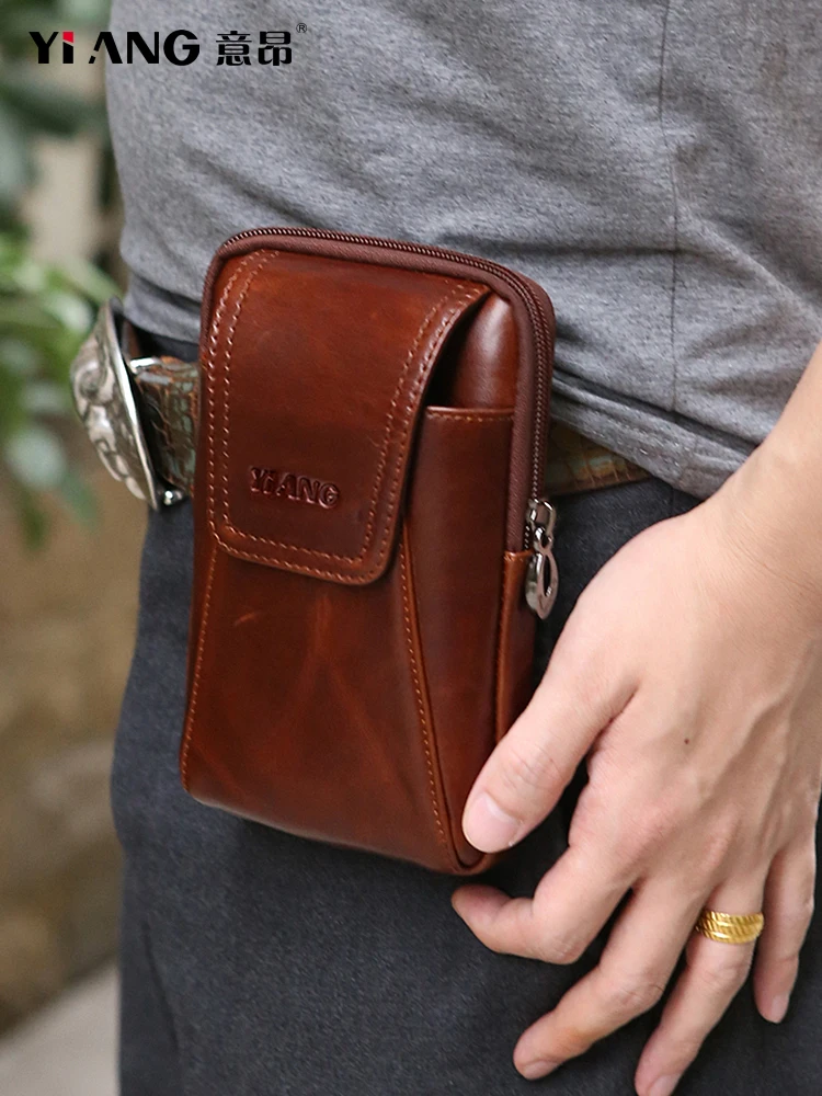 YIANG брендовая мужская сумка из яловой кожи маленький ремень/кожух чехол для