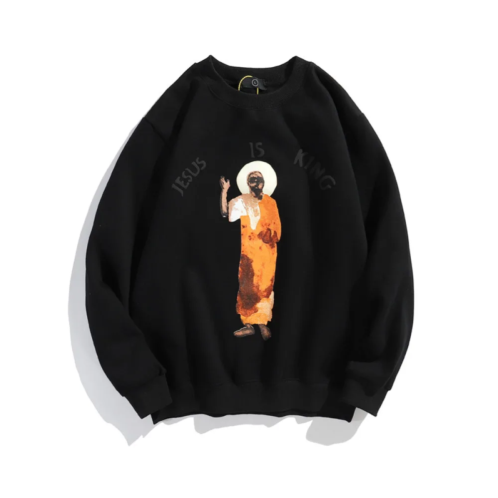 

New JESUS IS KING Sweatshirts 3D Foam Printing Jesus Is King Round Neck Fleece Hoodie Kanye West Hoodies