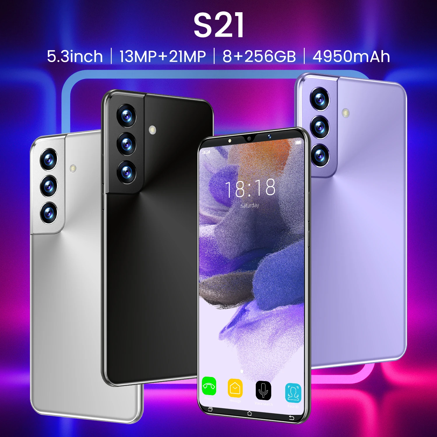 Smartphone S21, Version globale, téléphone portable, 5.3 pouces, 5950mAh, 5G, 21mp, 8 go, 512 go, déverrouillage, Android 10  (0)
