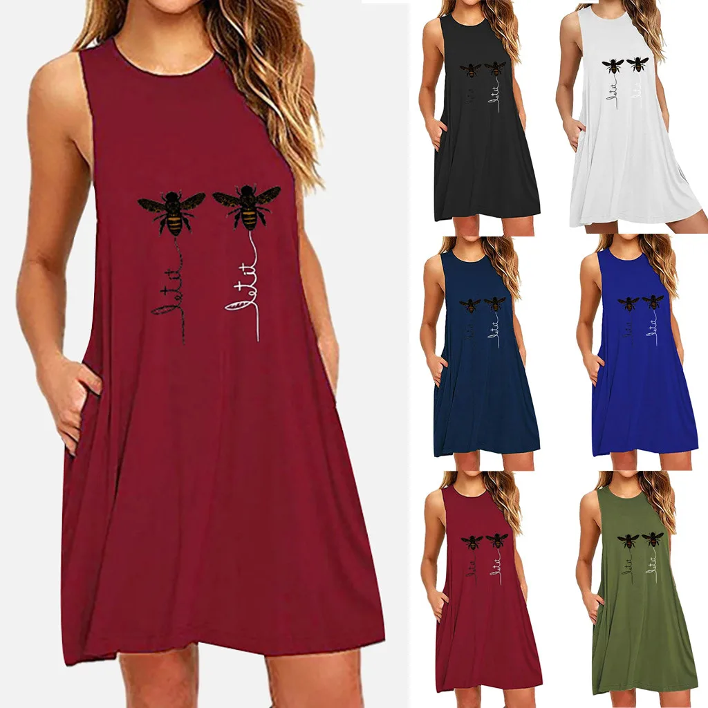 Модная Милая Женская Повседневная Ночная рубашка без рукавов с круглым вырезом и