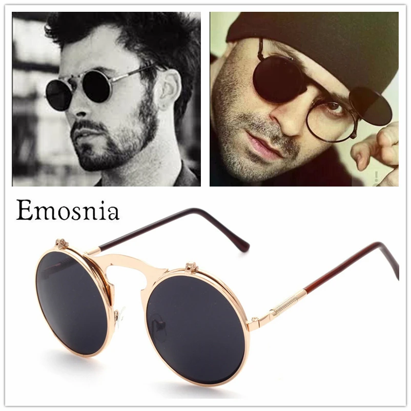 Мужские и женские ретро очки в стиле стимпанк круглые винтажные черные