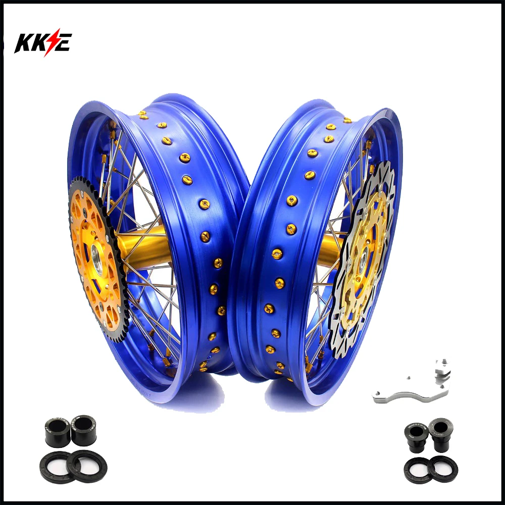 Комплект колес SUPERMOTO 3 5/5 0 для SUZUKI DRZ400 2000 2004 DRZ400E 2007 DRZ400S 2018 синие диски|motard wheels|supermoto