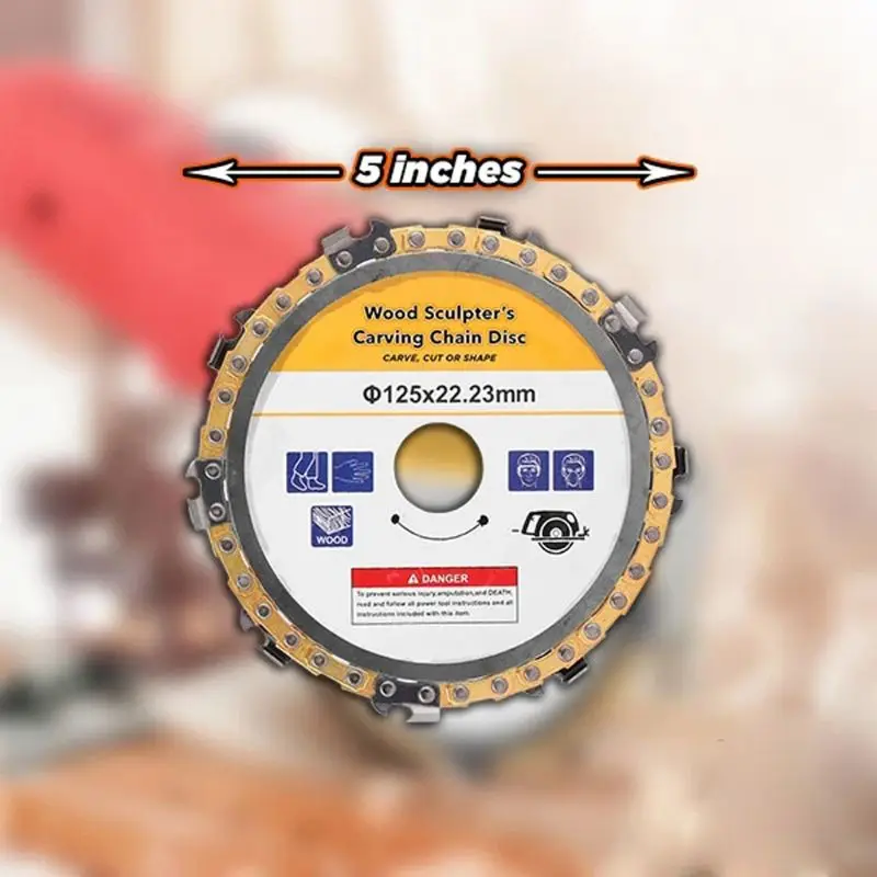 

New Grinder wood carving chain saw disc 5" chainsaw grinder wheel Anti-kickback Double Saw Teeth Shaper, Cutting, Shaping