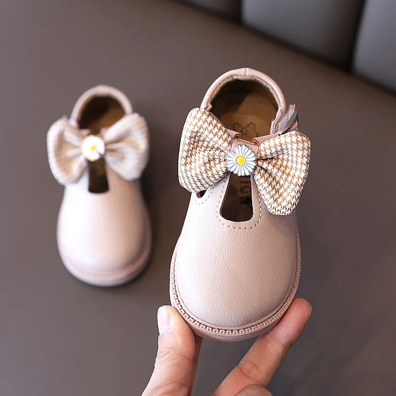 

Baby Girls Leather Shoes Toddlers Kids Flats Soft Casual Sneakers for Kids Bow-knot with Flowers Princess Sweet Oxfords 21-30