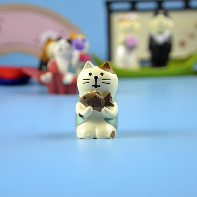 Японский каваи мультфильм Maneki neko талисман Шиба ину кролик Королевское свадебное украшение семья вечерние sakura экран миниатюрная фигурка - Цвет: cat eat Taiyaki