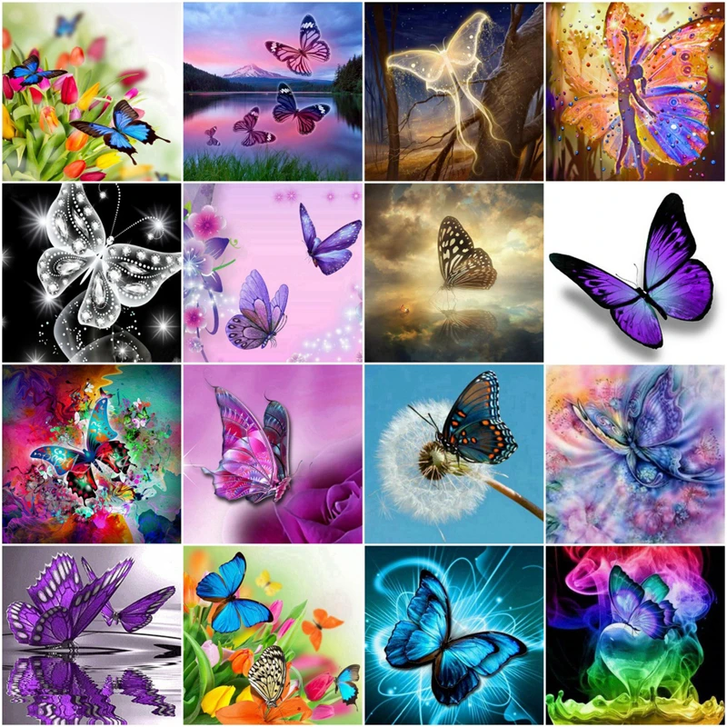 

Diamond Embroidery Flowers DIY Diamond Painting Colorful butterfly set Diamond Painting Cross Stitch Rhinestone Mosaic