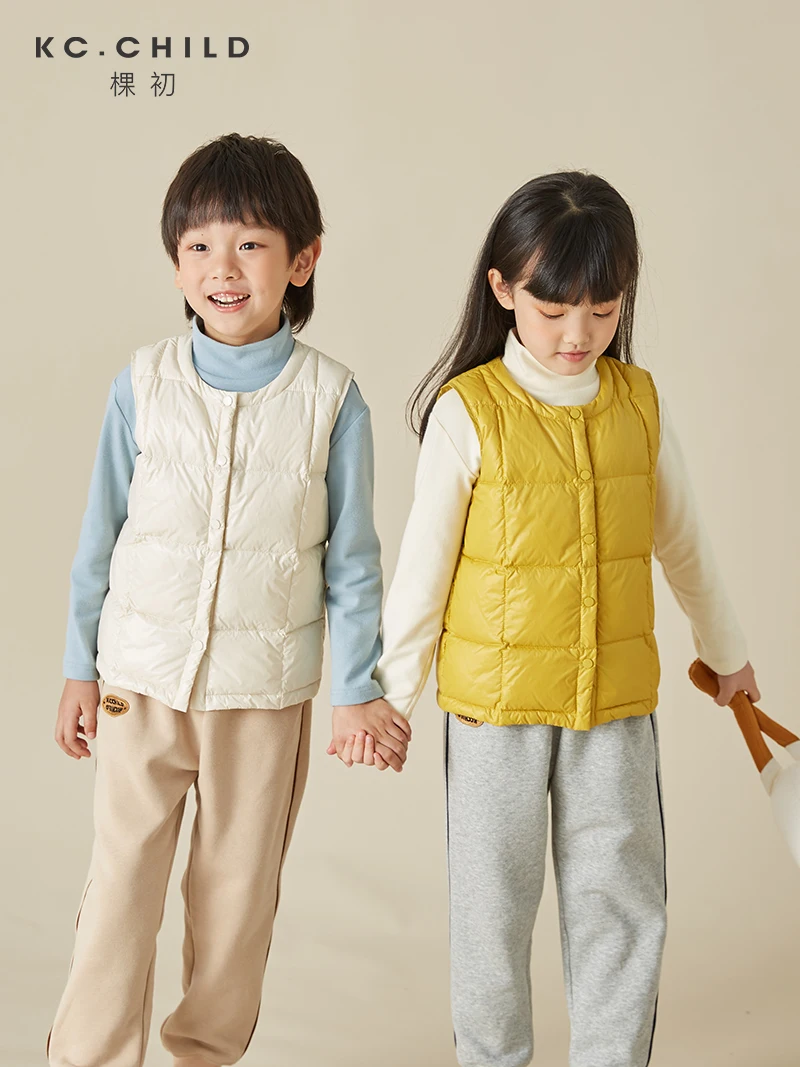 

KC.Child Kids Down Vest Baby Boys Girls Ultralight Down Coat for Winter Puffy Padded Warm White Duck Down Outwear Age2-10Y