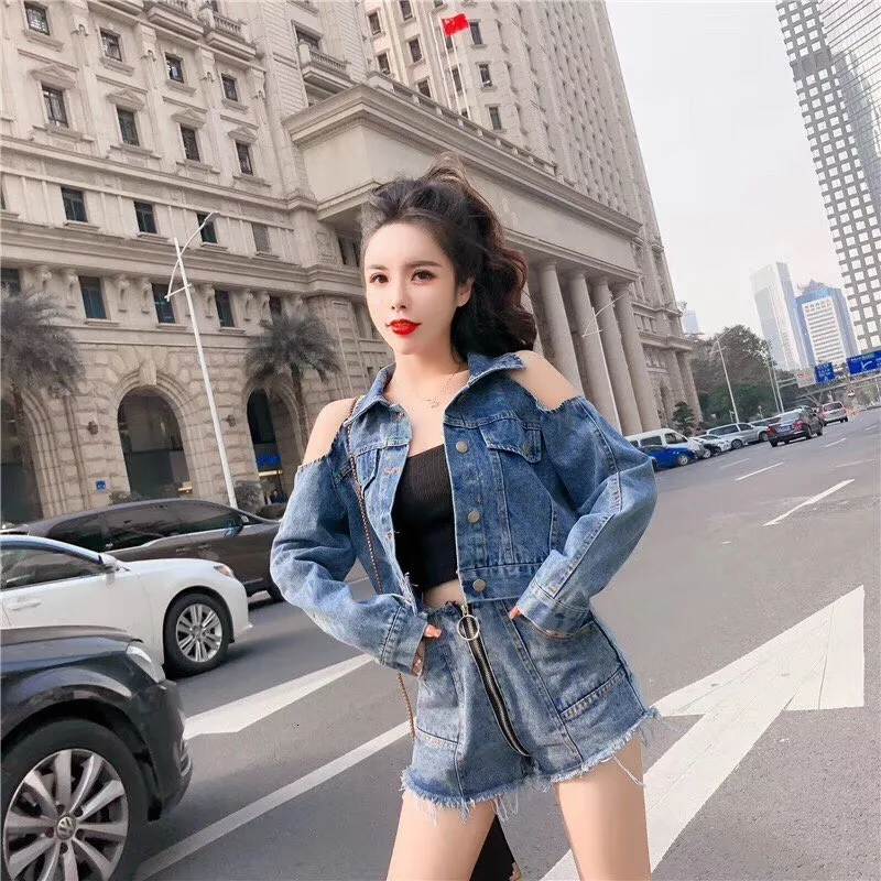 High Street женские джинсовые повседневные комплекты из двух предметов с длинным