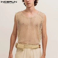 summer men mesh tank tops 2021 see through o neck sleeveless breathable sexy vests streetwear casual men clothing s 5xl incerun