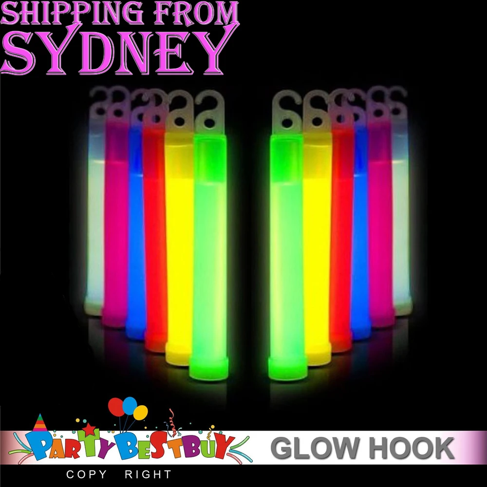 

5pcs Glow Sticks 6 Inches Hook Glowsticks Lanyard Poi Party Glow in the dark Decor Colorful Lighting Hooked Camping Emergency Ch