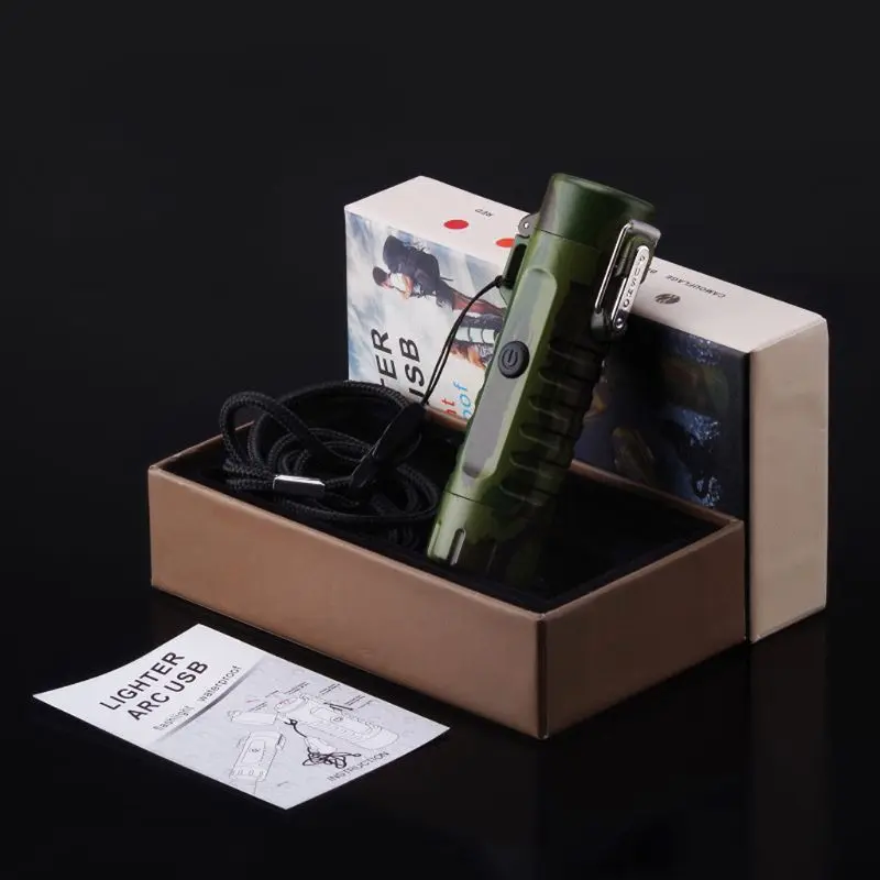 Мини сигарета с зарядкой от USB Электронная двойная дуга Зажигалка фонарик водонепроницаемый перезаряжаемый аксессуар для улицы