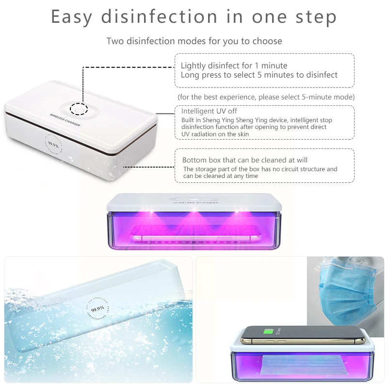 

Multifunctional Wireless Charger UV Sterilizer Disinfection Box Sterilization Box Automatic Sterilization Disinfection Box