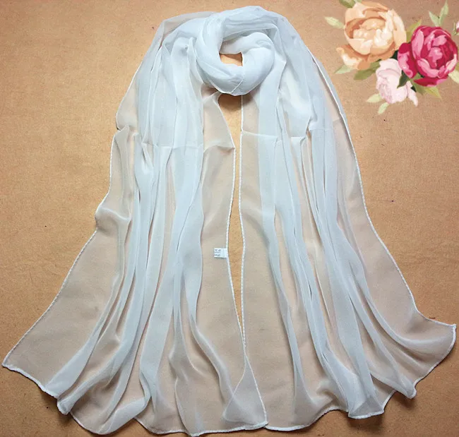 

Solid White Chiffon Hijab Bandana Scarf Women Solid Color Scarves For Muslim Summer Scarf Lightweight