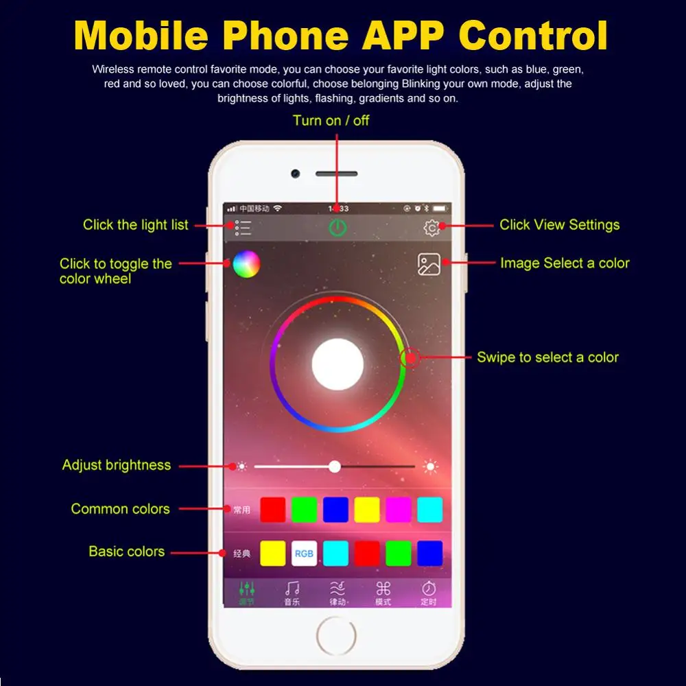 Car Atmosphere Lights EL Neon Wire Strip Light RGB Multiple Modes App Sound Control Auto Interior Decorative Ambient Lamp | Автомобили и