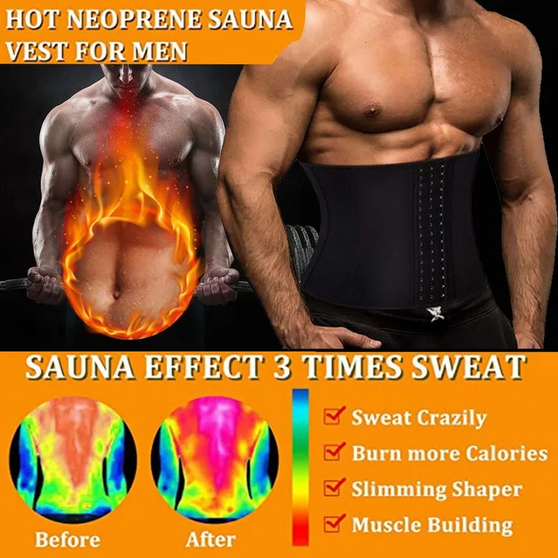 

HEFLASHOR Men Body Shaper Neoprene Sauna Workout Waist Belt for Weight Loss Sweat Belly Belt with Double Straps Shapewear