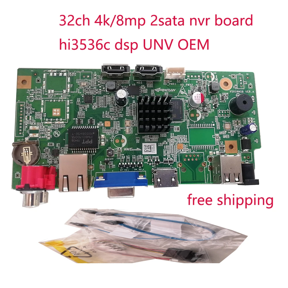 

32CH 4K 8MP NVR плата 2 SATA Hi3536 ONVIF плата видеорегистратора безопасности для ip-Камеры, P2P, технологии UNV