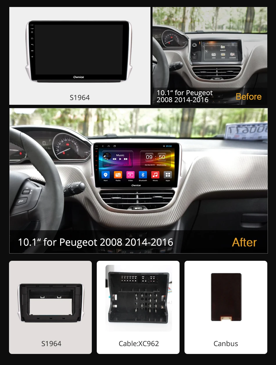 Ownice Android 9 0 автомобильный DVD GPS радио плеер для Peugeot 2008 208 2014 2015 2016 360 панорамная DSP 4G