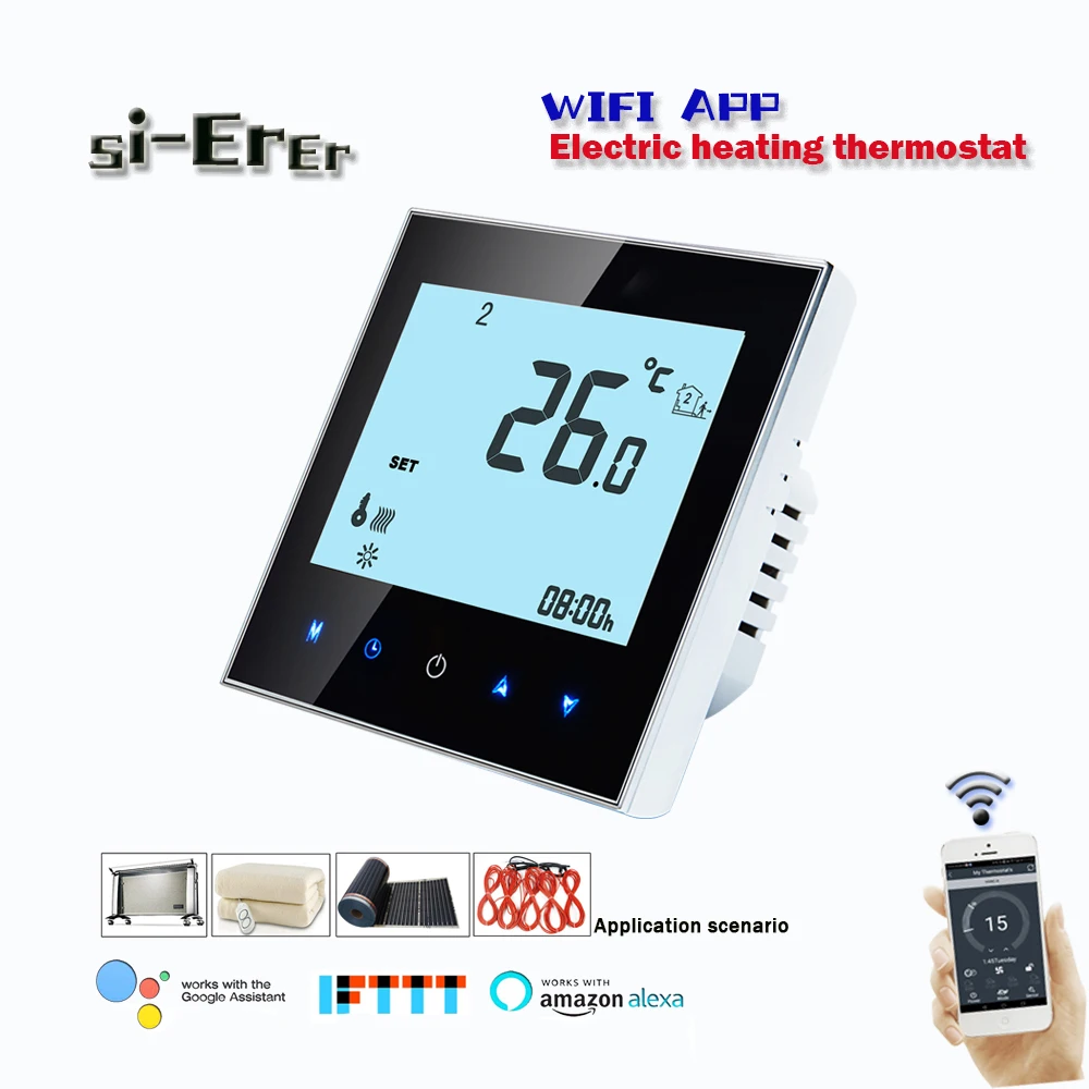 Контроллер температуры термостата с ЖК экраном 95 240VAC16A Wi Fi Подсветка сенсорного