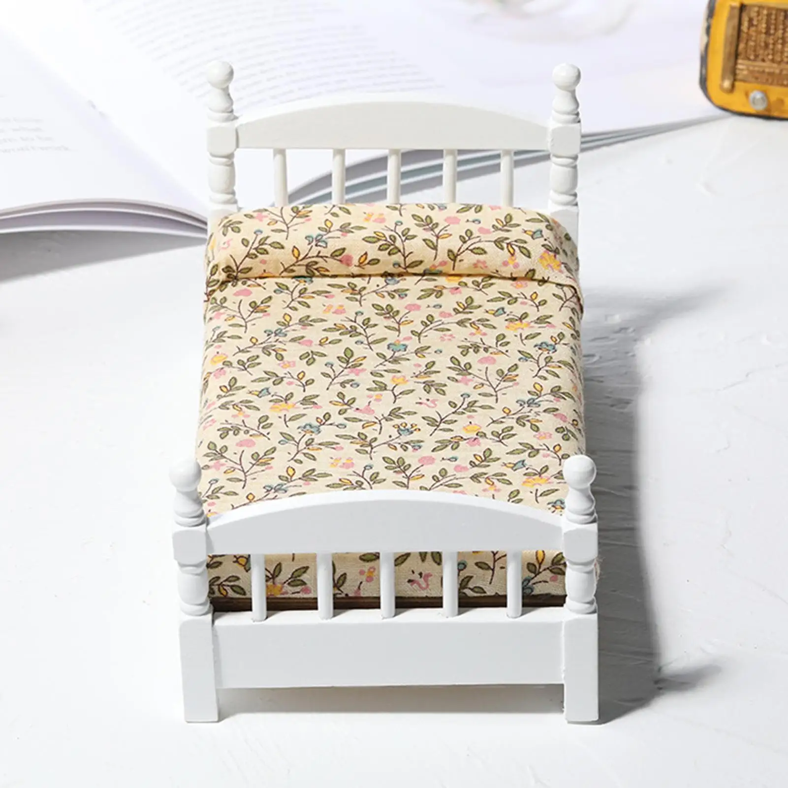 

1/12 Cute Miniature Wood Bed Living Room Toy Decor Furniture Model Ornament Kids Educational Toys for Children Gifts