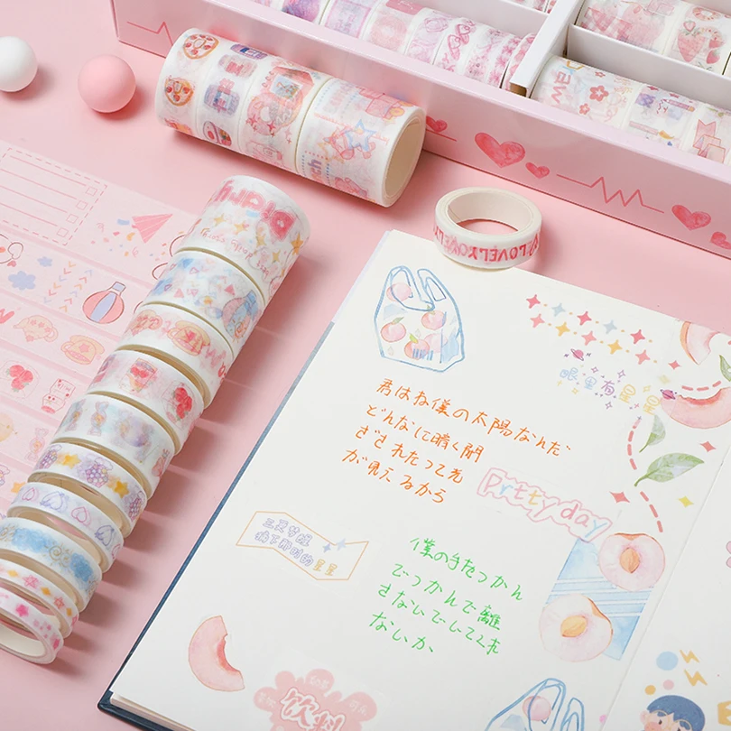 100pcs Washi Tape Set Kawaii Decorative Ribbons Japanese Stationery Diary Vintage Stickers 2m Washitape Adhesive Masking - купить по