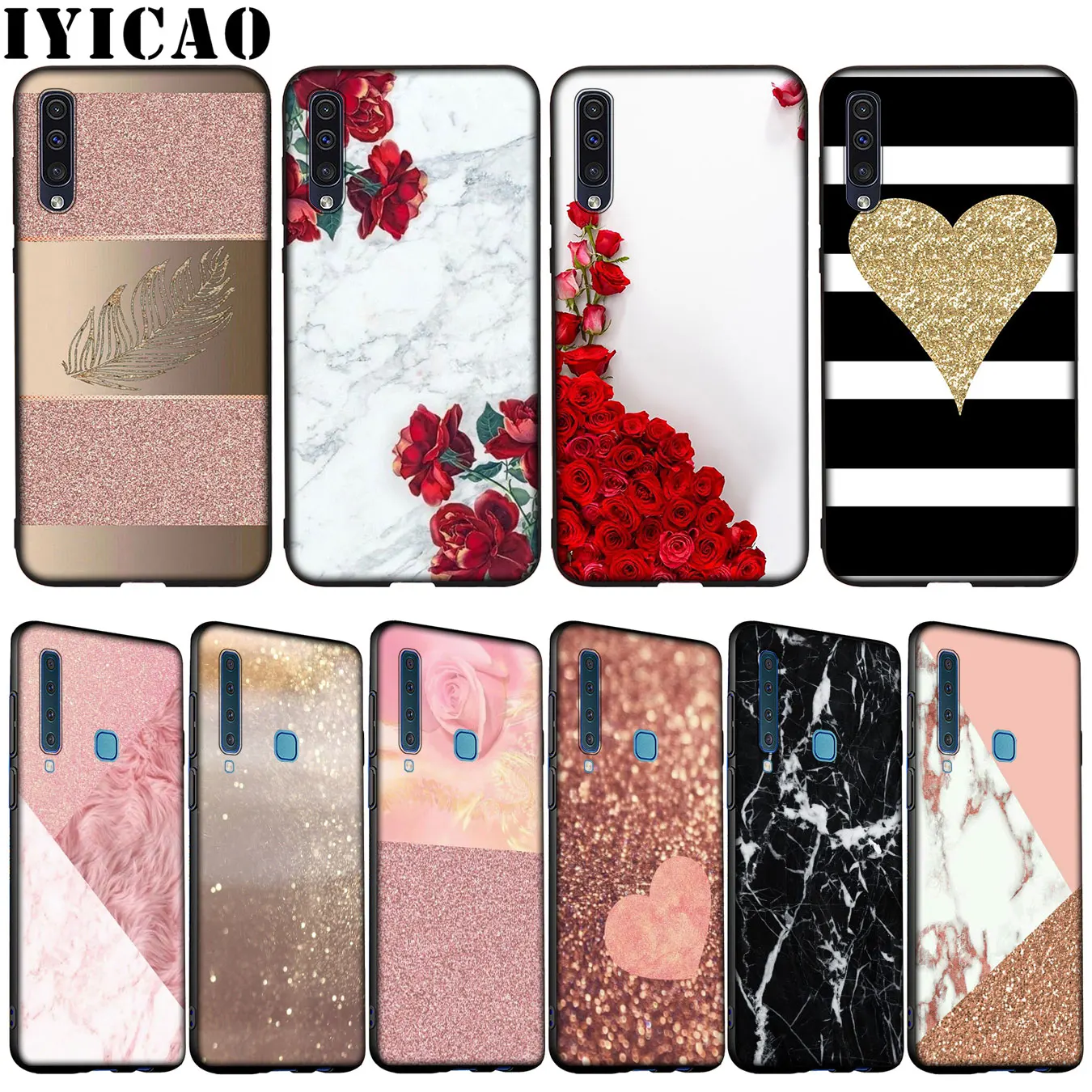 Мраморный Золотой Розовый Блестящий Мягкий силиконовый чехол для Samsung Galaxy A70 A60 A50