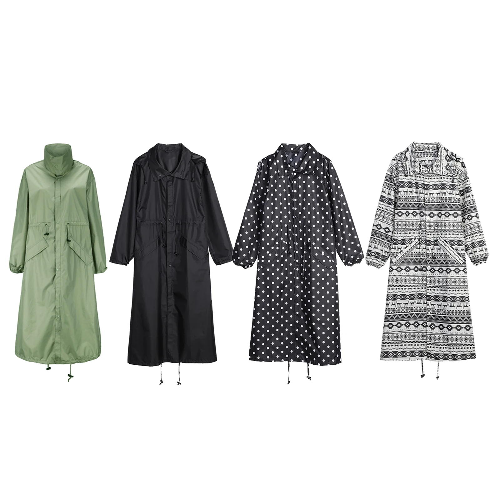 Женская непромокаемая куртка длинный плащ легкая ветровка с капюшоном и длинным