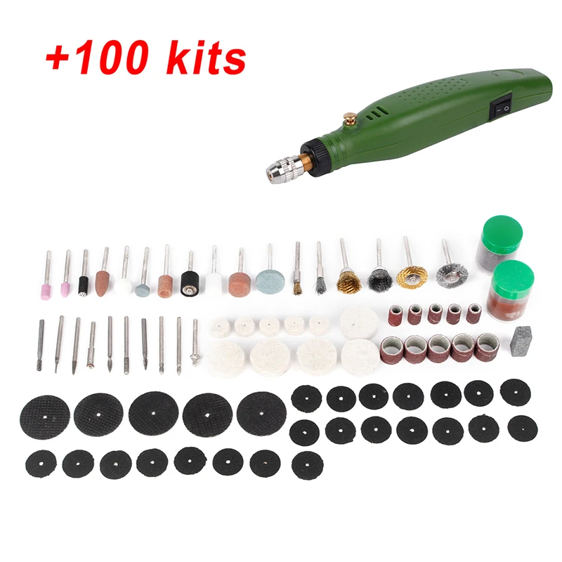 HB-004-100kits Портативный электрический шлифовальный станок гравировально-фрезерная ручка измол, перетирание роторная дрель инструмент 20000 ОБ/мин 36 в легкий вес - Цвет: HB-004-100kits