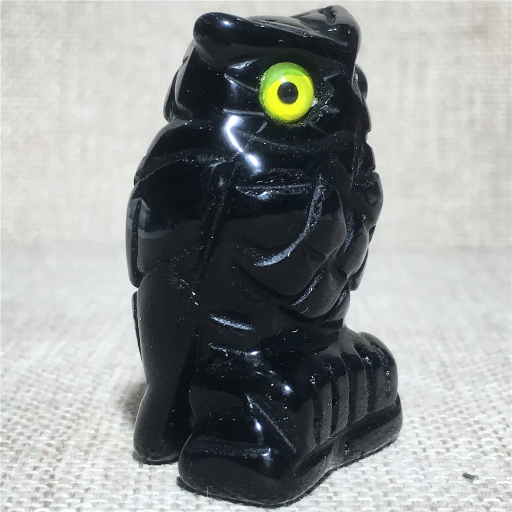 

Natural obsidian Owl Crystal Home Furnishing Wedding Decoration Stone Globe Reiki Masters Owl