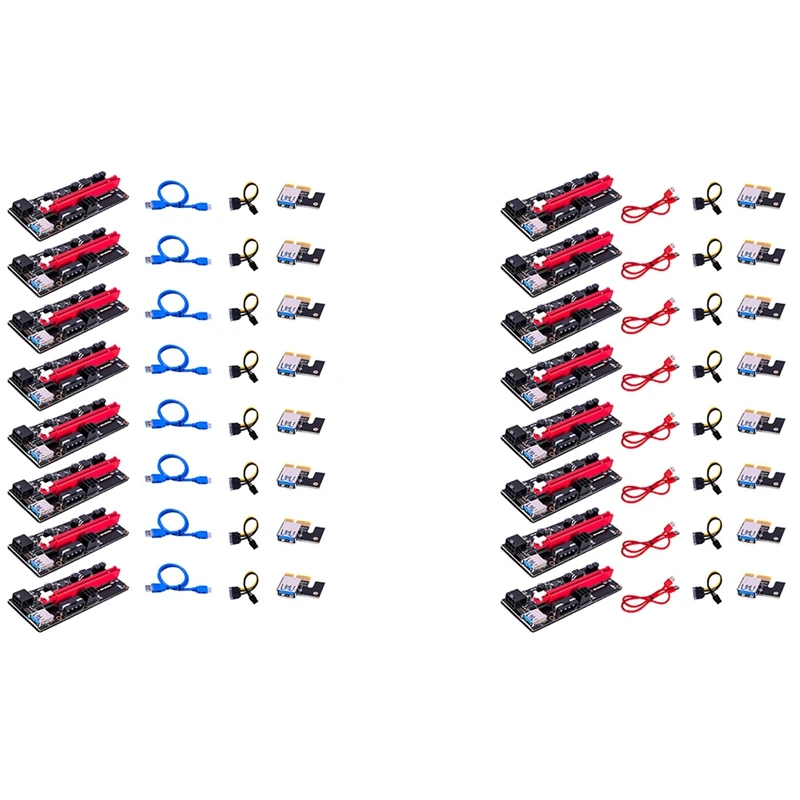 

8Pcs Ver009S USB 3.0 Pci-E Adapter Card Express 1X 4X 8X 16X Expansion Adapter Card Adapter Sata 6-Pin Power Cord