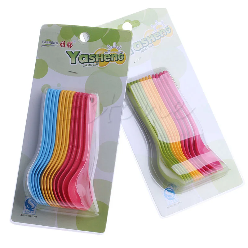 

N7ME 12Pcs Baby Feeding Spoon Safe Plastic Toddler Training Eating Spoon Set Food