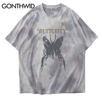 gonthwid distressed butterfly print tie dye tshirts streetwear harajuku hip hop casual cotton short sleeve tees shirts mens tops