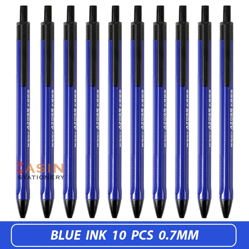 10pcs blue M&G, 40 шт., 0,7 мм, черная шариковая масляная ручка, пластиковая гелевая нейтральная многофункциональная шариковая ручка для школы, канцелярские принадлежности - Цвет: 10pcs blue