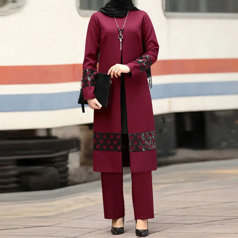 Модные мусульманские женские брюки костюм 2021 Abaya Арабская Саудовская Аравия