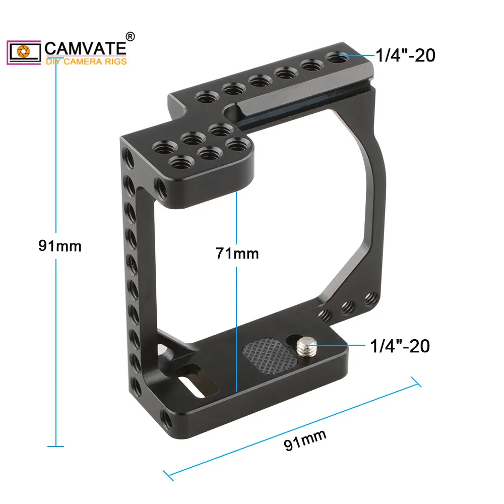 

CAMVATE Camera Cage Rig With Quick Release NATO Safety Rail & 1/4"-20 Mounting Points For Sony A6000 /A6300 /A6400 /A6600/Eos M
