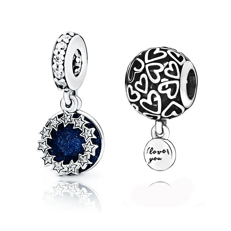 2019 новый роскошный 925 пробы серебряный крест звезды синий любовь навсегда бисер