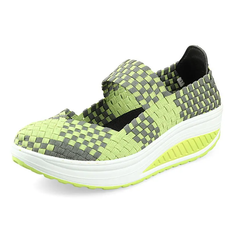 

RISTOP 2021 New Style Handmade Woven High Quality Women's Shoes Korean Sports And Leisure Women's Thick-Soled Wedges Shoes Women