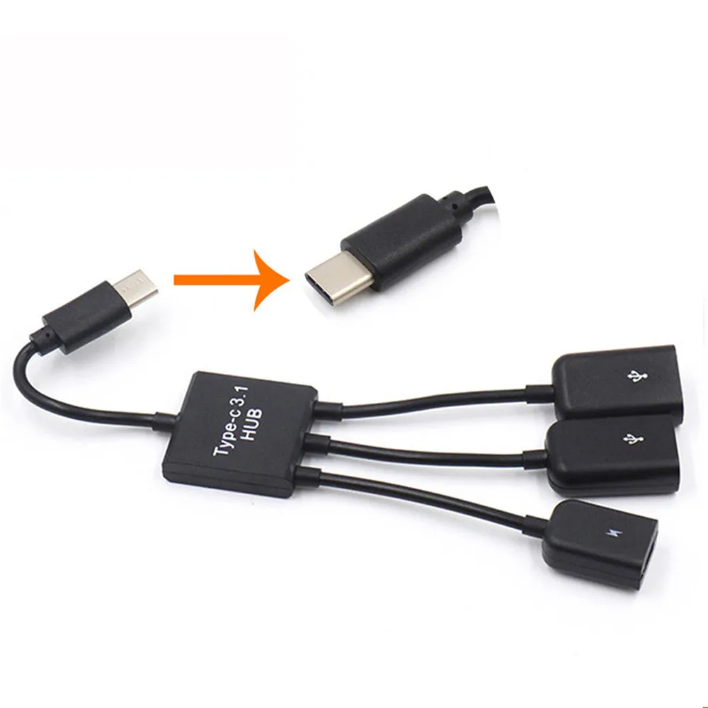 OTG концентратор кабель 3 разветвитель порт Type C/ Micro адаптер USB передачи данных для