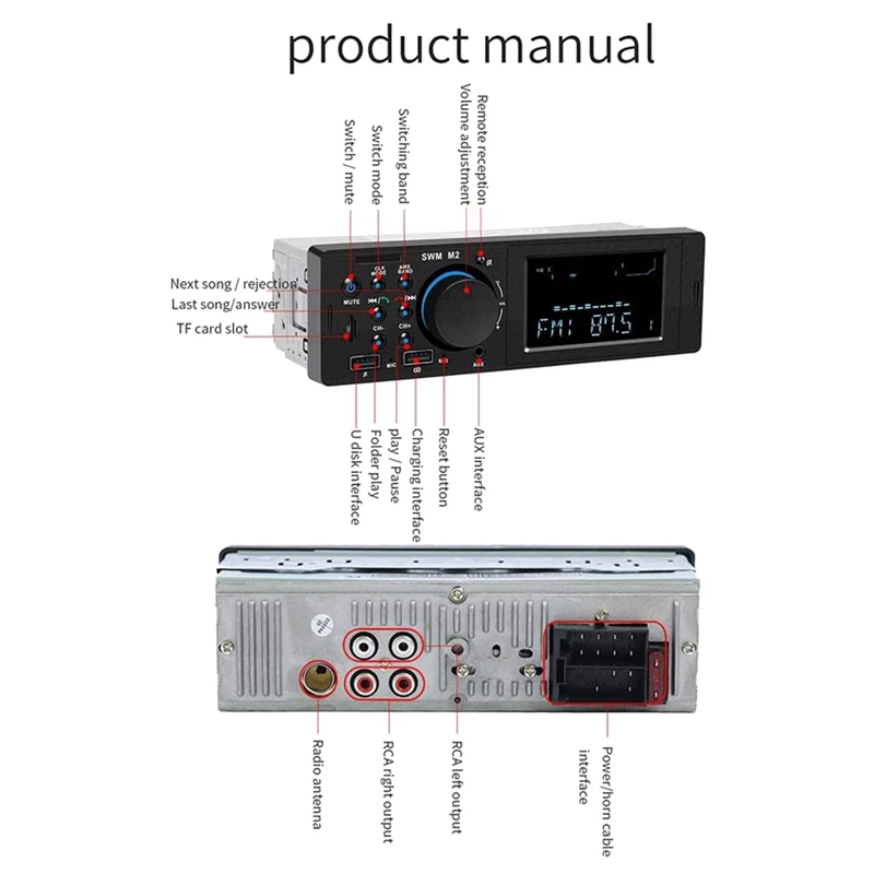 Автомобильный радиоприемник SWM M2 автомобильный стерео mp3-плеер FM-радио Bluetooth USB TF
