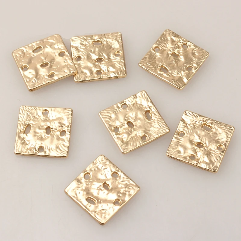 Zinc Alloy Golden Hollow Square Connector Charms Pendants 18mm 10pcs/lot For DIY Necklace Jewelry Earrings Making Accessories | Украшения и
