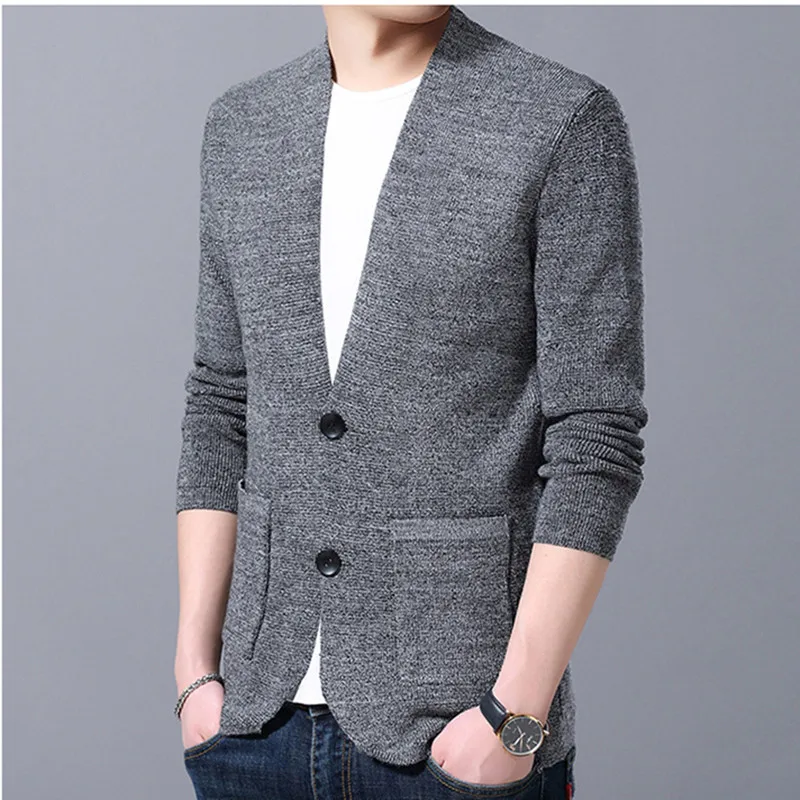 

Suit style Cardigans Jacket Men Cotton Sweater Long Sleeve Mens Sweaters Solid Button Tops Fit Knitting Casual Style Clothing