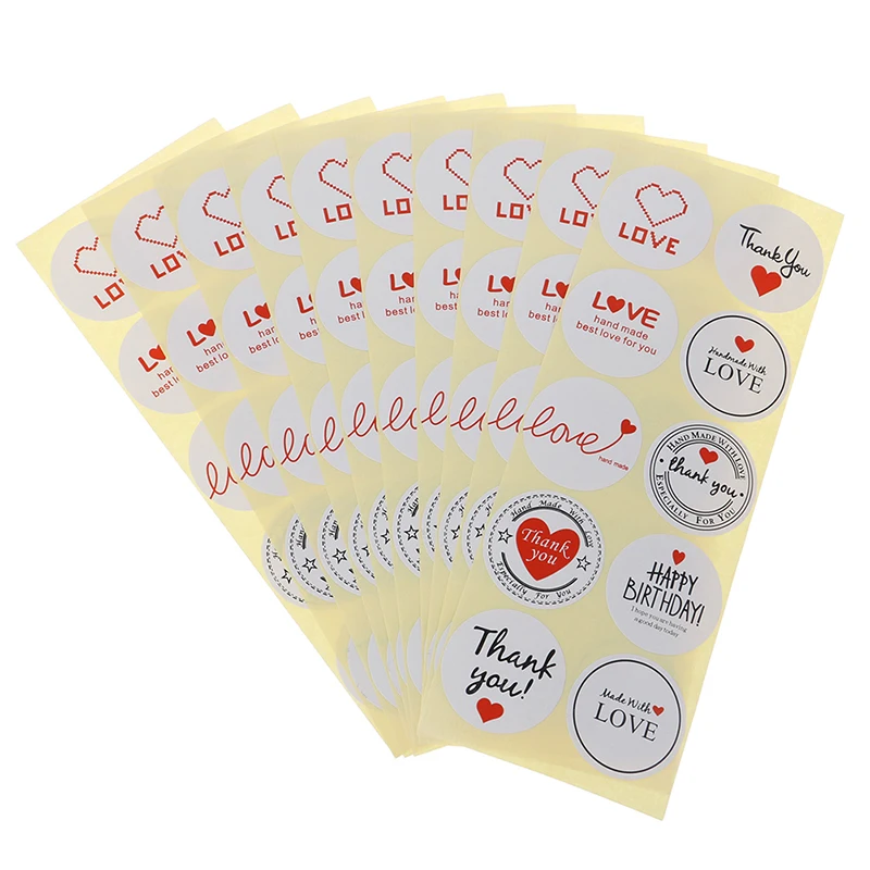

100pcs/lot Vintage Love Thank You Round Kraft Seal Sticker DIY Gifts Sticker DIY Posted Baking Decoration Label Multifunction