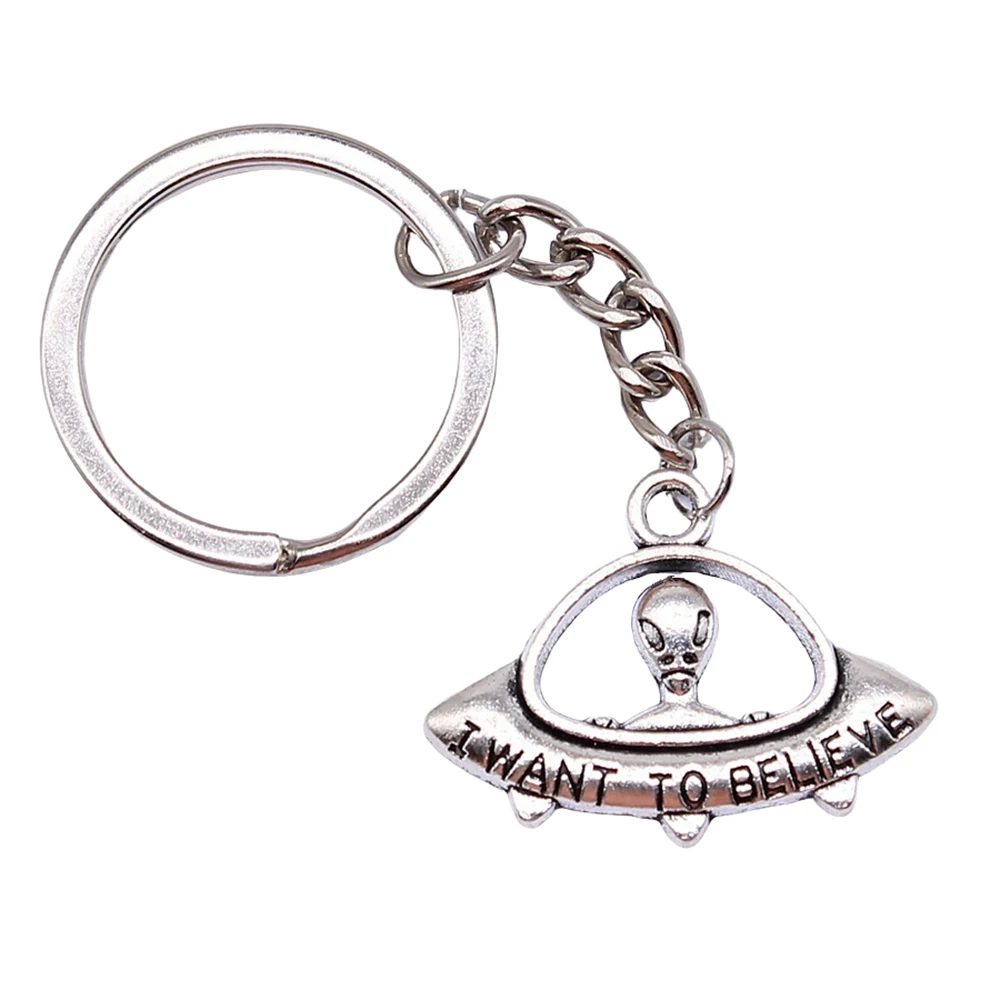 

1 Piece Jewelry Car Key Chain Party Gift Keychains 23x30mm I Want To Believe Ufo Charms Key Rings