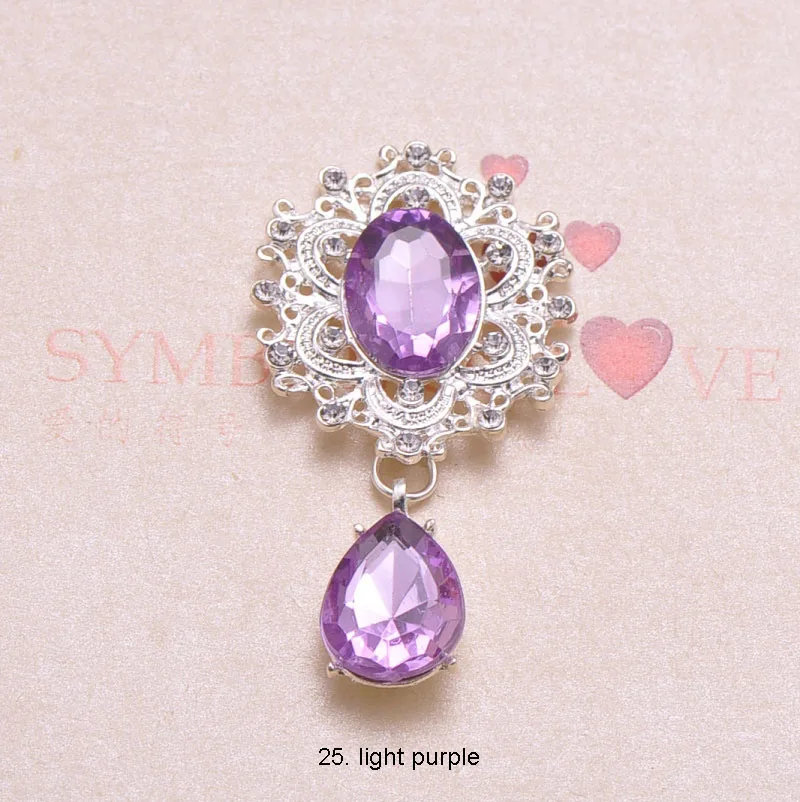 25 light purple J0667) 29 мм x 57 мм металлические стразы на пуговицах, светильник с золотым покрытием, с плоской задней частью, 16 цветов на выбор, 100 шт./лот - Цвет: 25 light purple