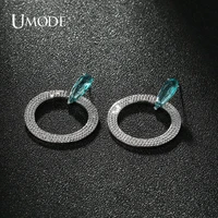 umode drop type cz earring round hollow shape earrings for elegant women bridal wedding fashion jewelry accessories gift ue0726