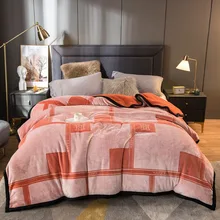 Manta gruesa de franela con estampado para el hogar, manta moderna Simple de terciopelo de cordero Raschel, textil para el hogar, Otoño e Invierno (1)