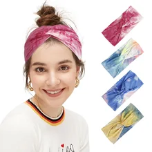 Ruoshui Tie Dye Corssed Headband For Woman Girls Chic Width Hairband Hair Accessories Headwear Retro Ornaments Headwrap Turban (1)